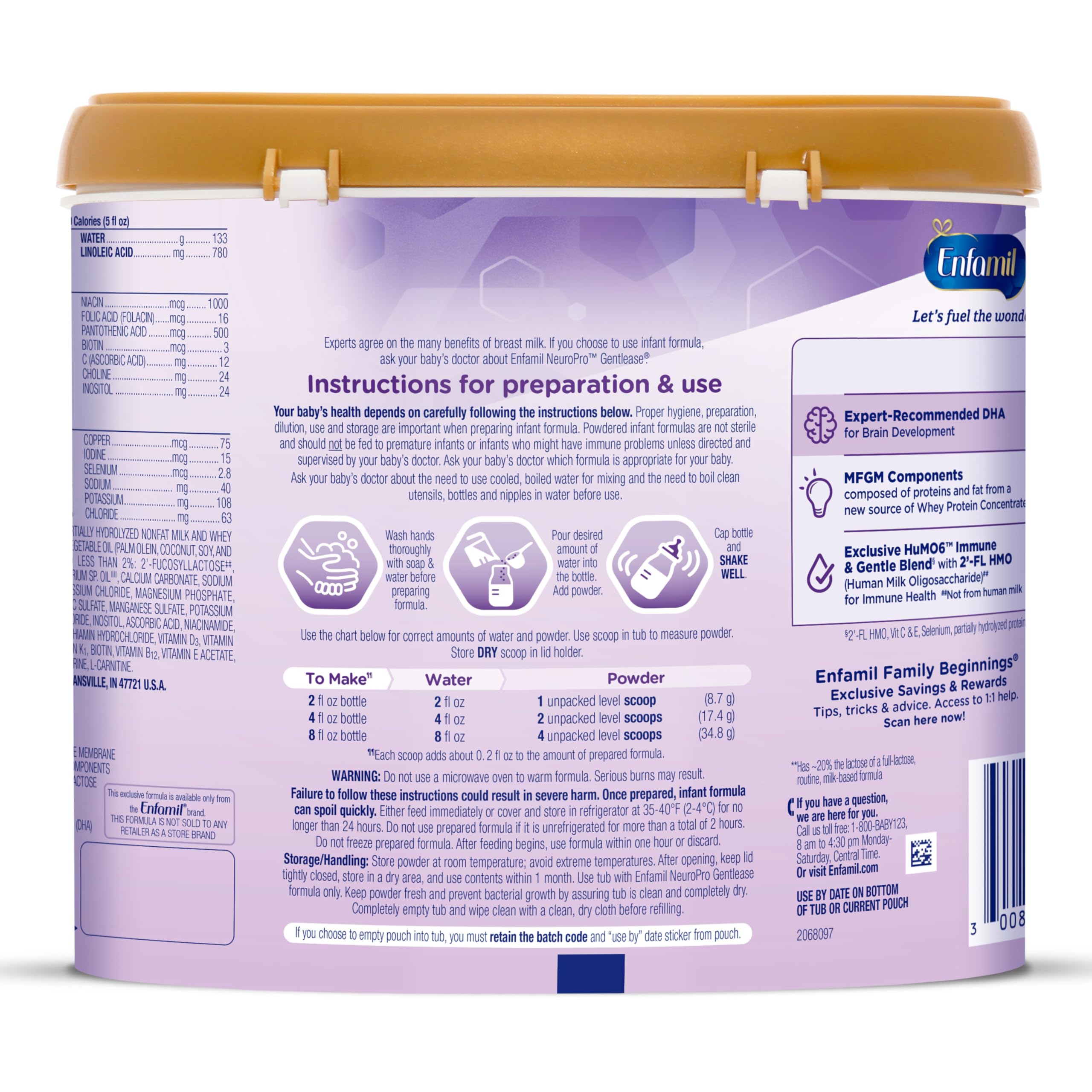 Digestive comfort steps showing quick, simple formula preparation