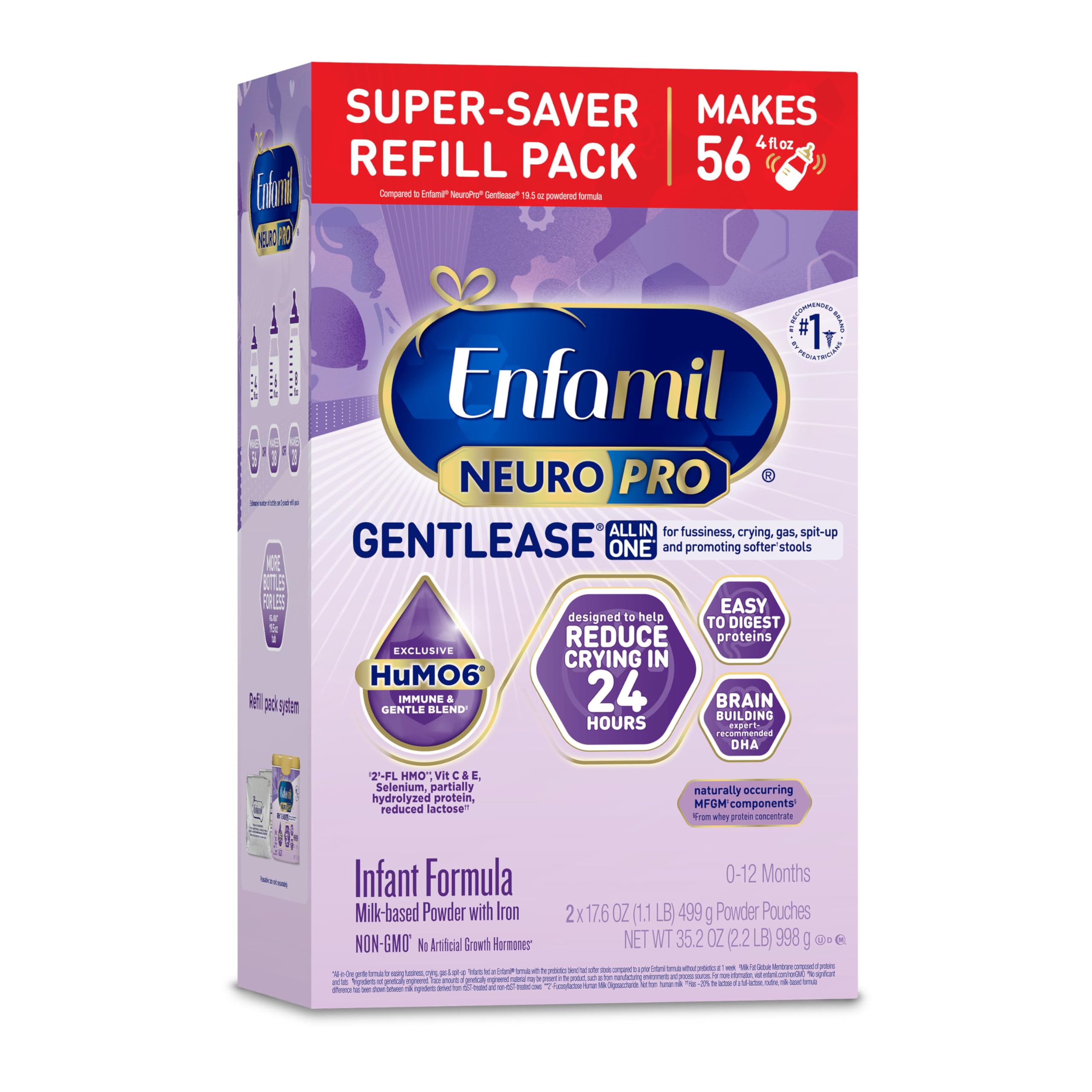 Enfamil NeuroPro Gentlease shows digestive comfort within 24 hours for sensitive tummies