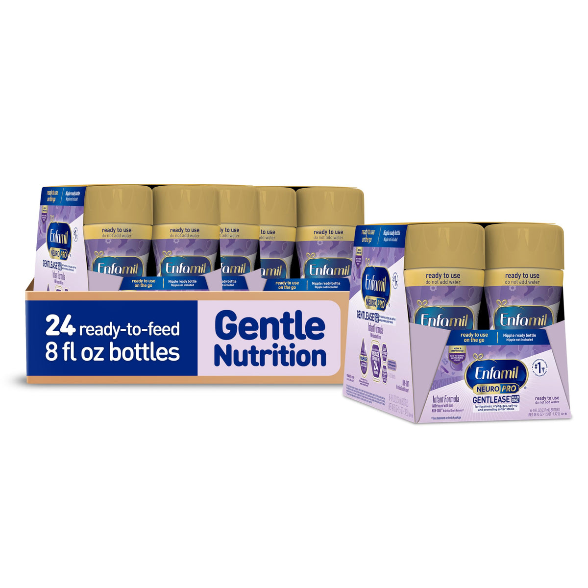 Enfamil NeuroPro Gentlease ready-to-feed bottle for mess-free feeding at home