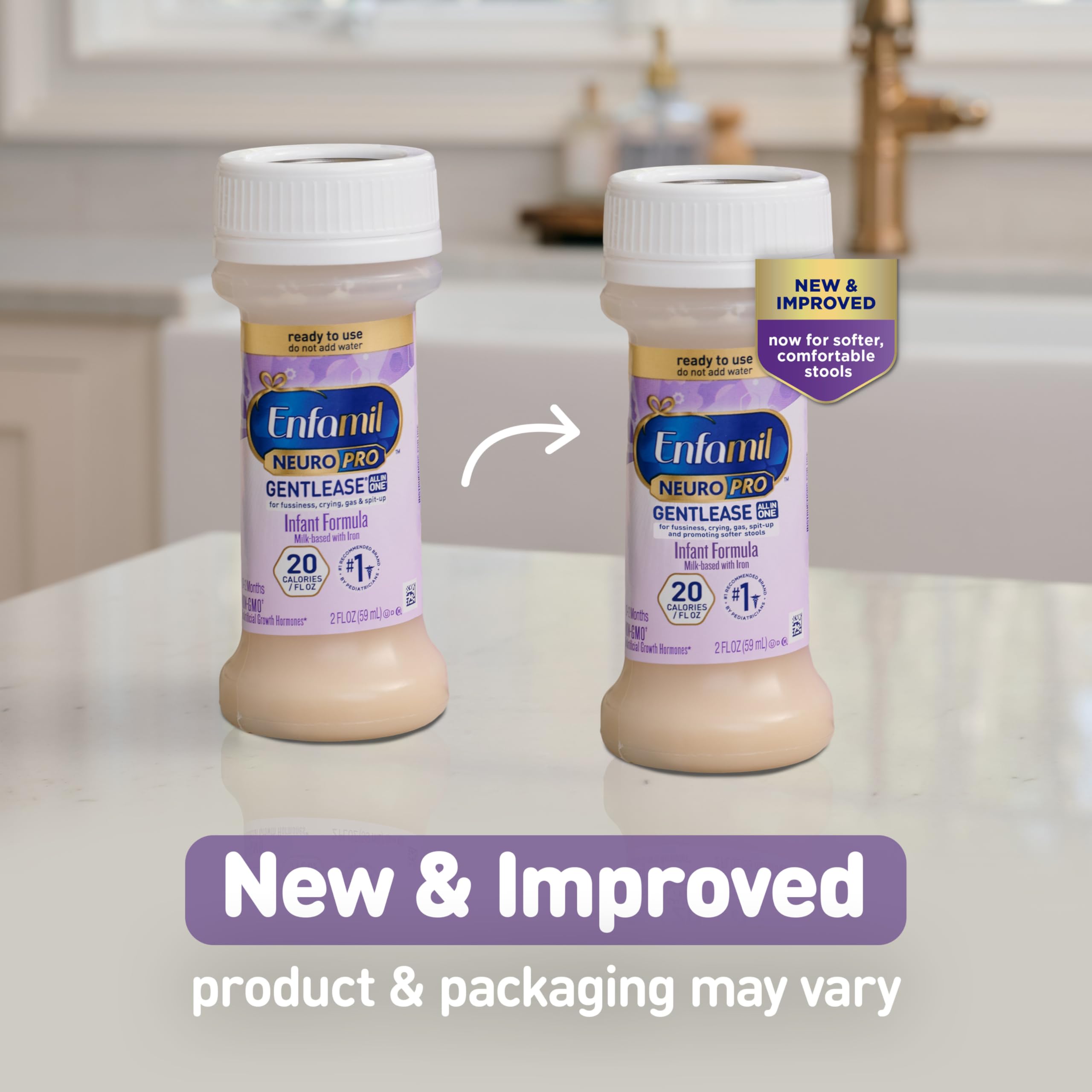 Enfamil NeuroPro Gentlease ready-to-feed bottle for mess-free lunch or night feeds