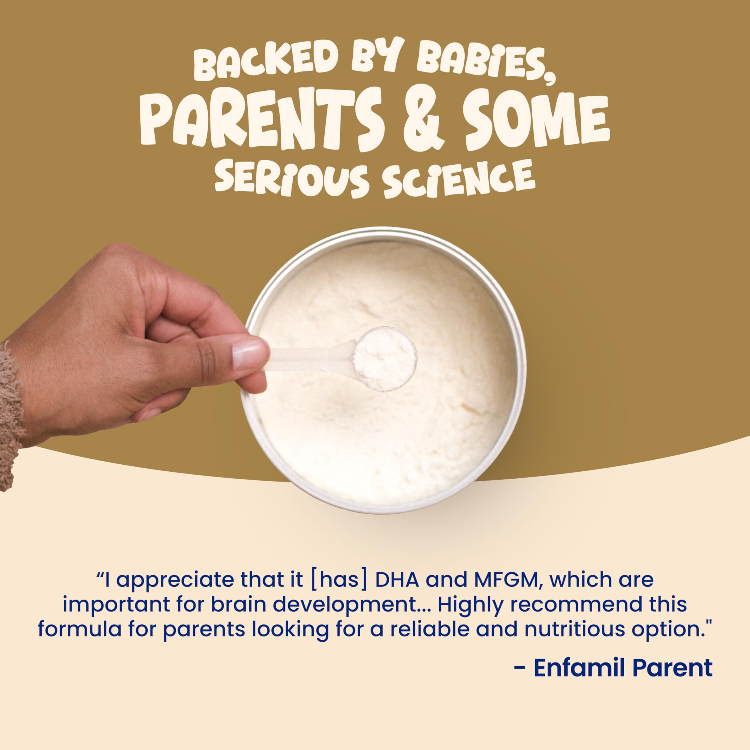 Non-GMO Enfamil NeuroPro ingredients shown on packaging.