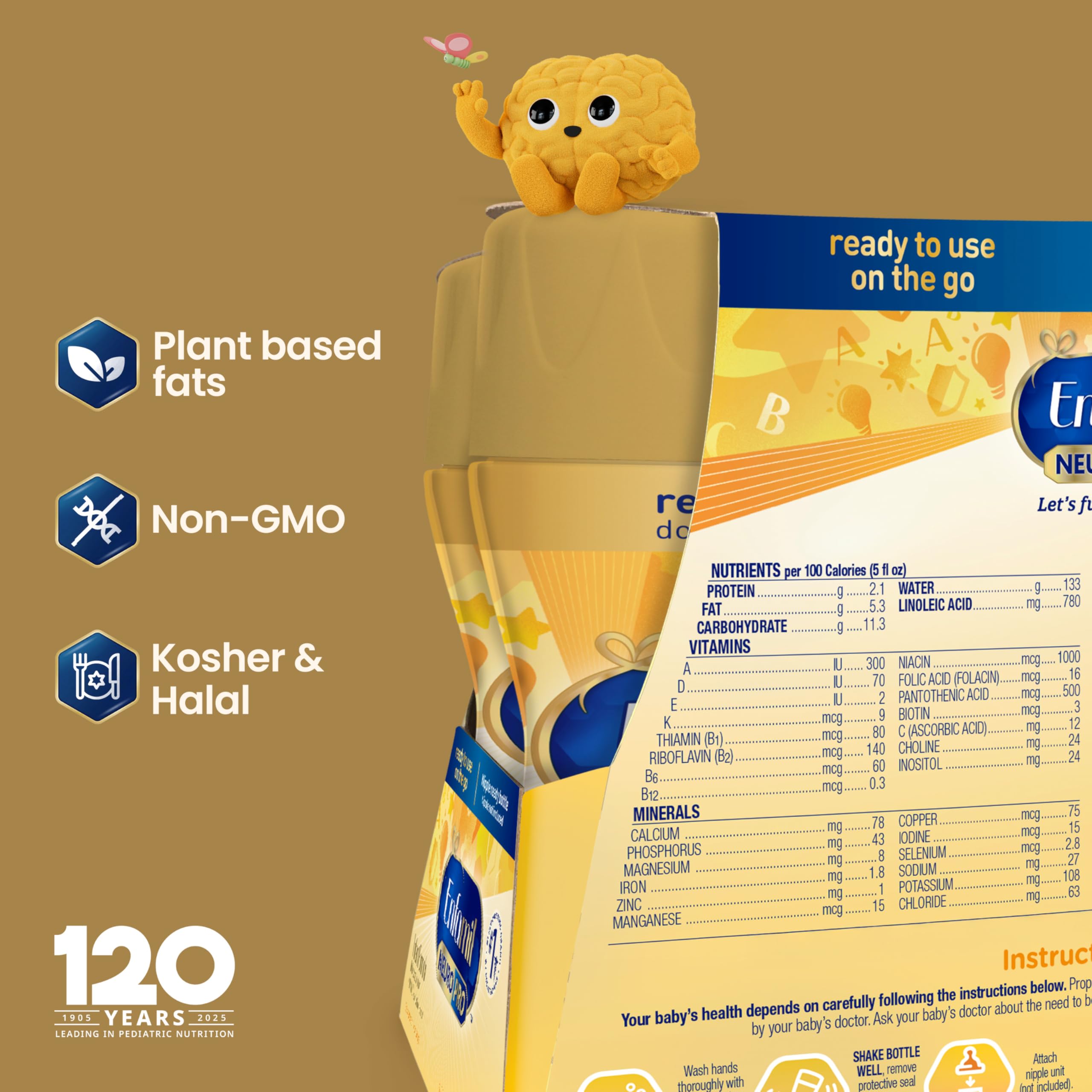 Enfamil NeuroPro non-GMO seal on packaging.