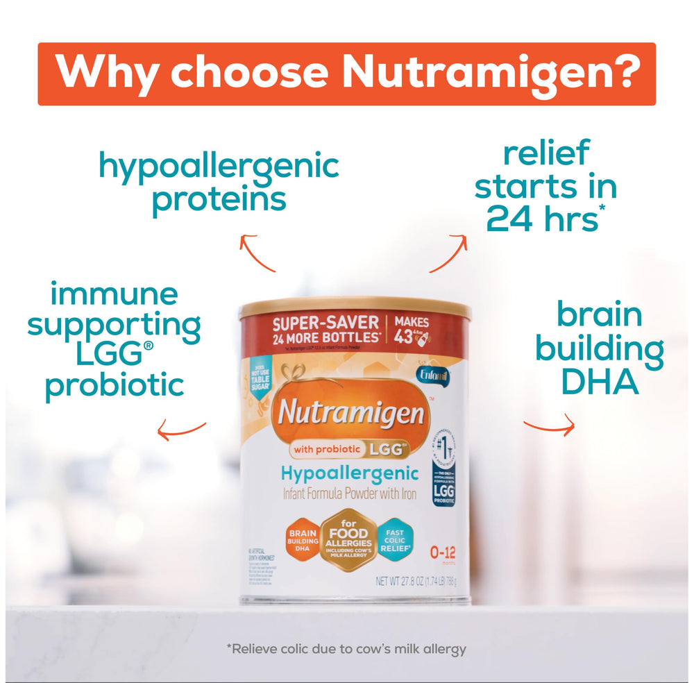 Nutramigen packaging close-up highlighting colic relief potential