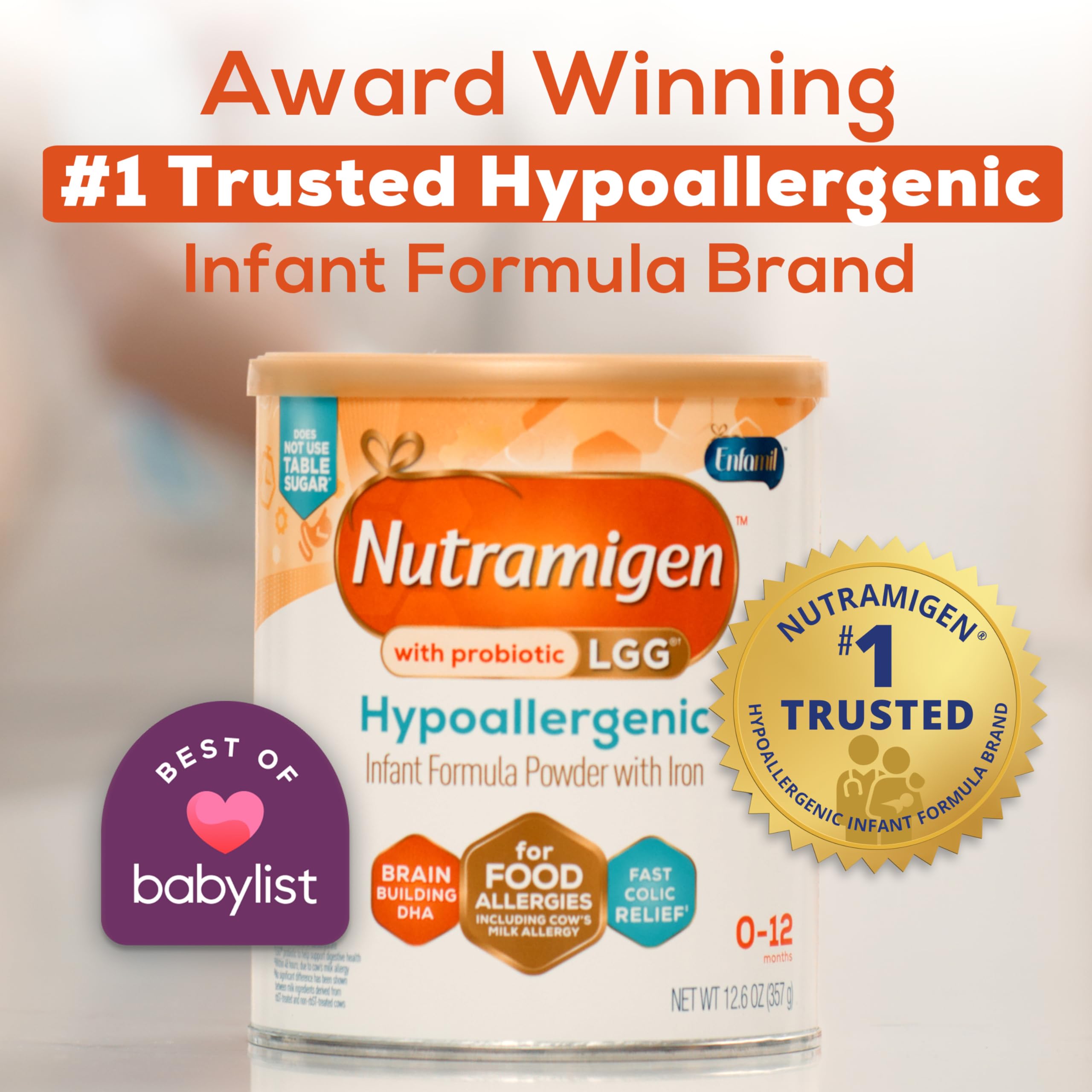 Enfamil Nutramigen lactose-free formula bag highlighting gentle digestion