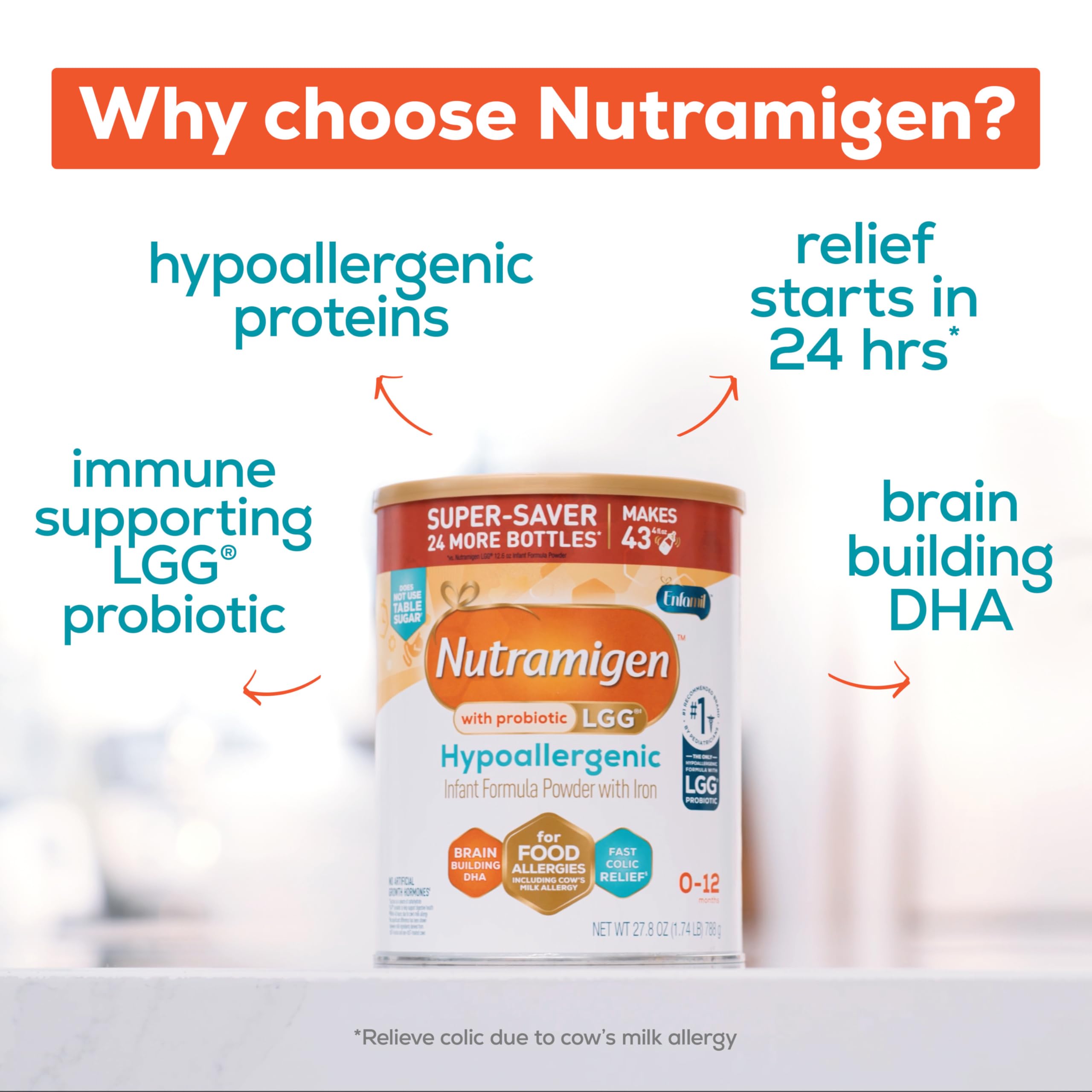 Enfamil Nutramigen LGG probiotic packaging emphasizing probiotic support