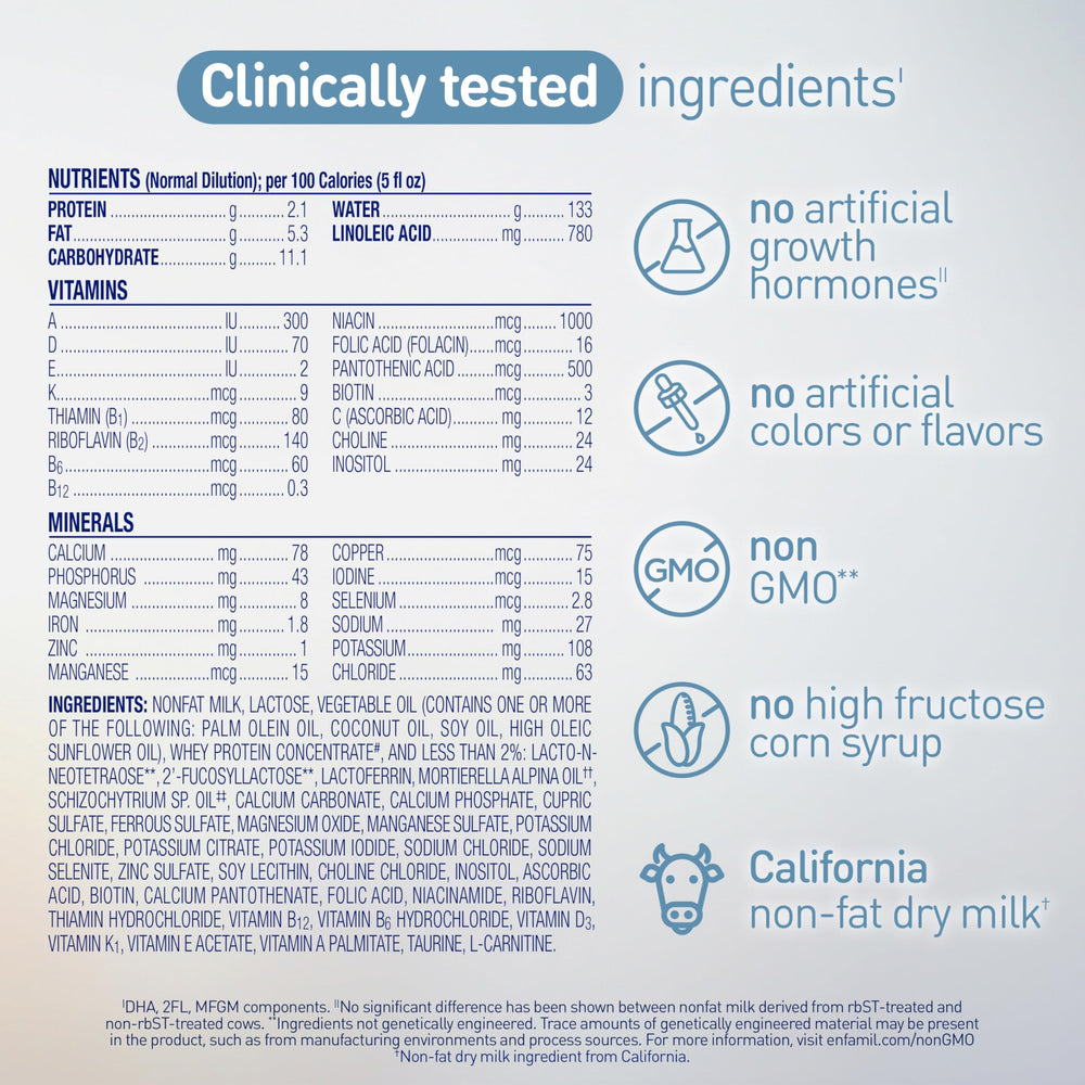 Enfamil Optimum graphic highlights dual HMO 2FL and LnNT for immune nourishment.