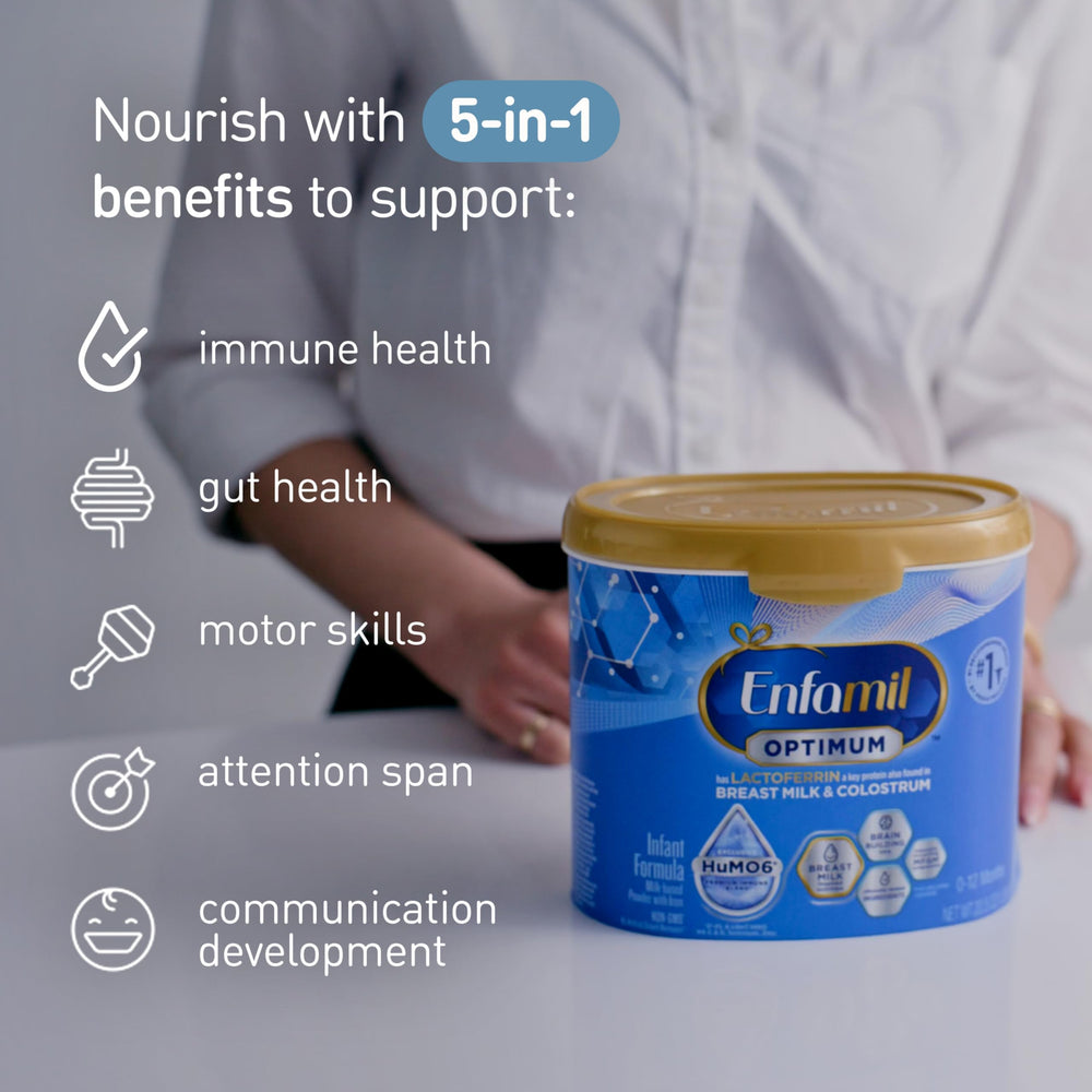 Enfamil Optimum pediatrician and parent trust badge.