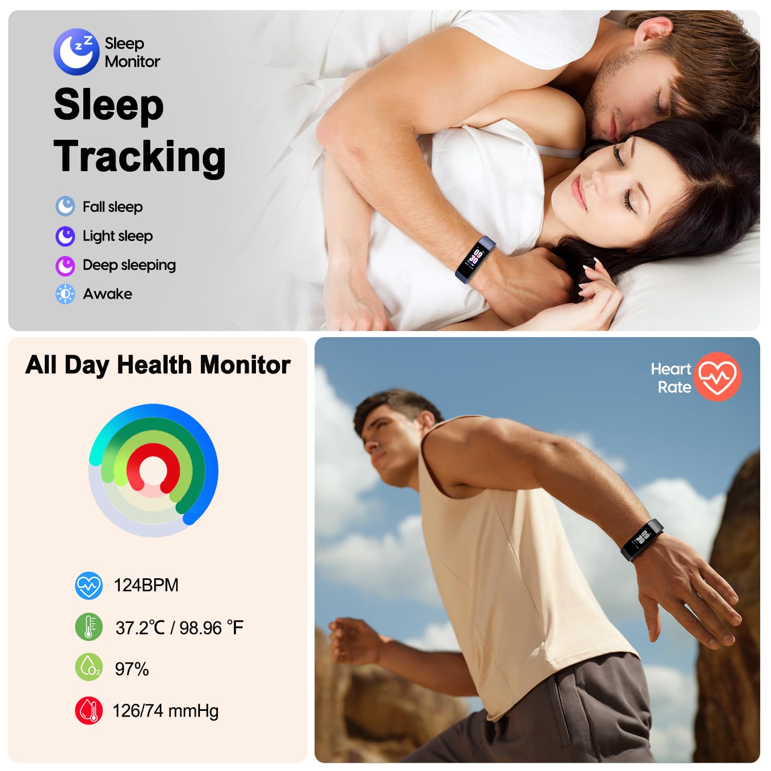 ENGERWALL fitness tracker counts calories burned during activities.