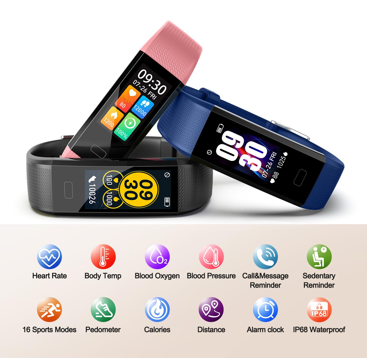 ENGERWALL fitness tracker displays distance and pace during workouts.