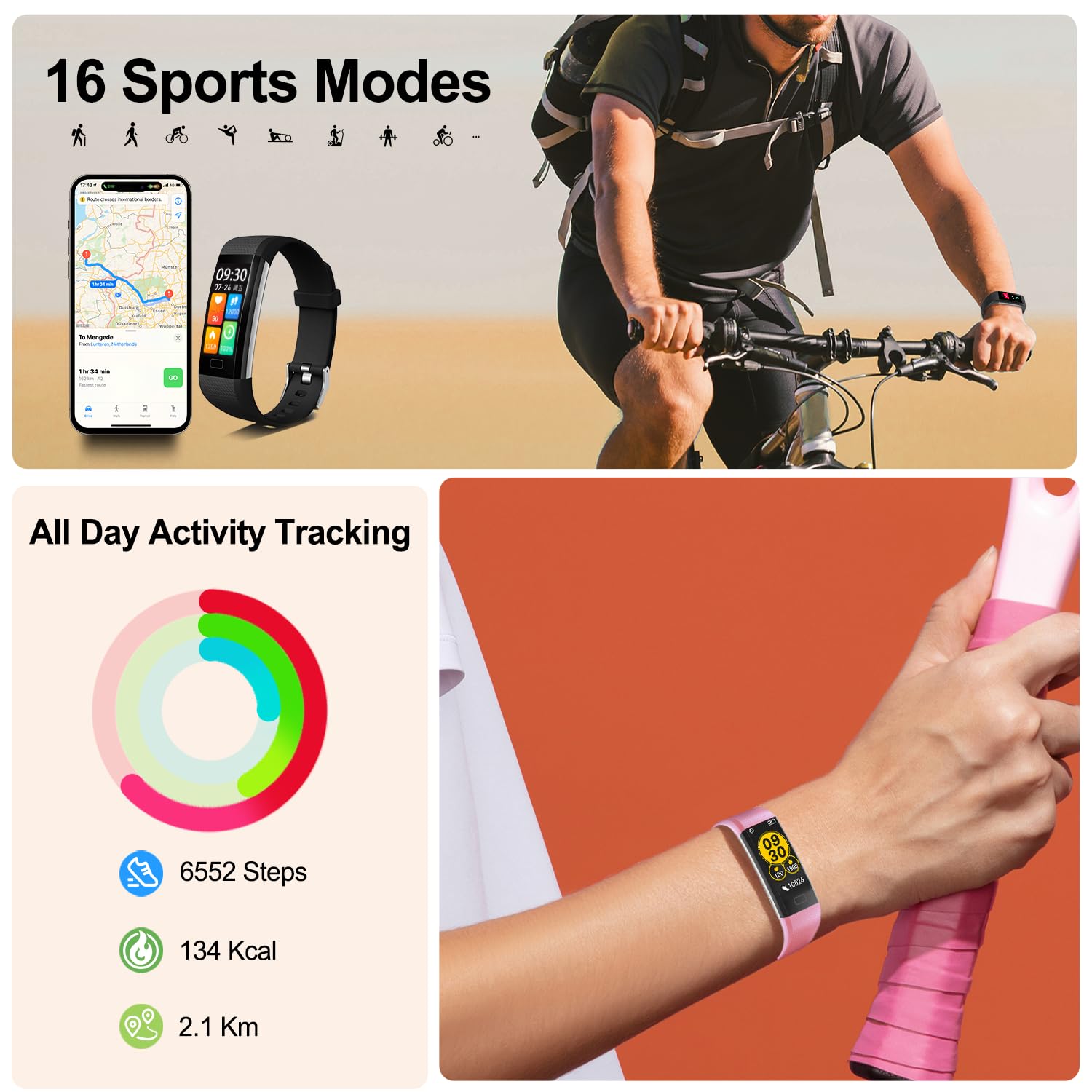 ENGERWALL fitness tracker monitors heart rate during workouts.