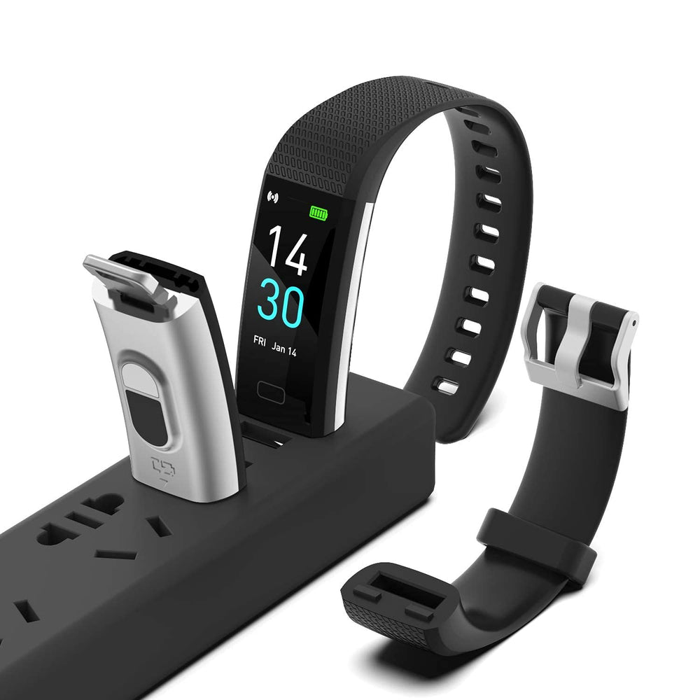 ENGERWALL fitness tracker charges via USB for easy recharging.
