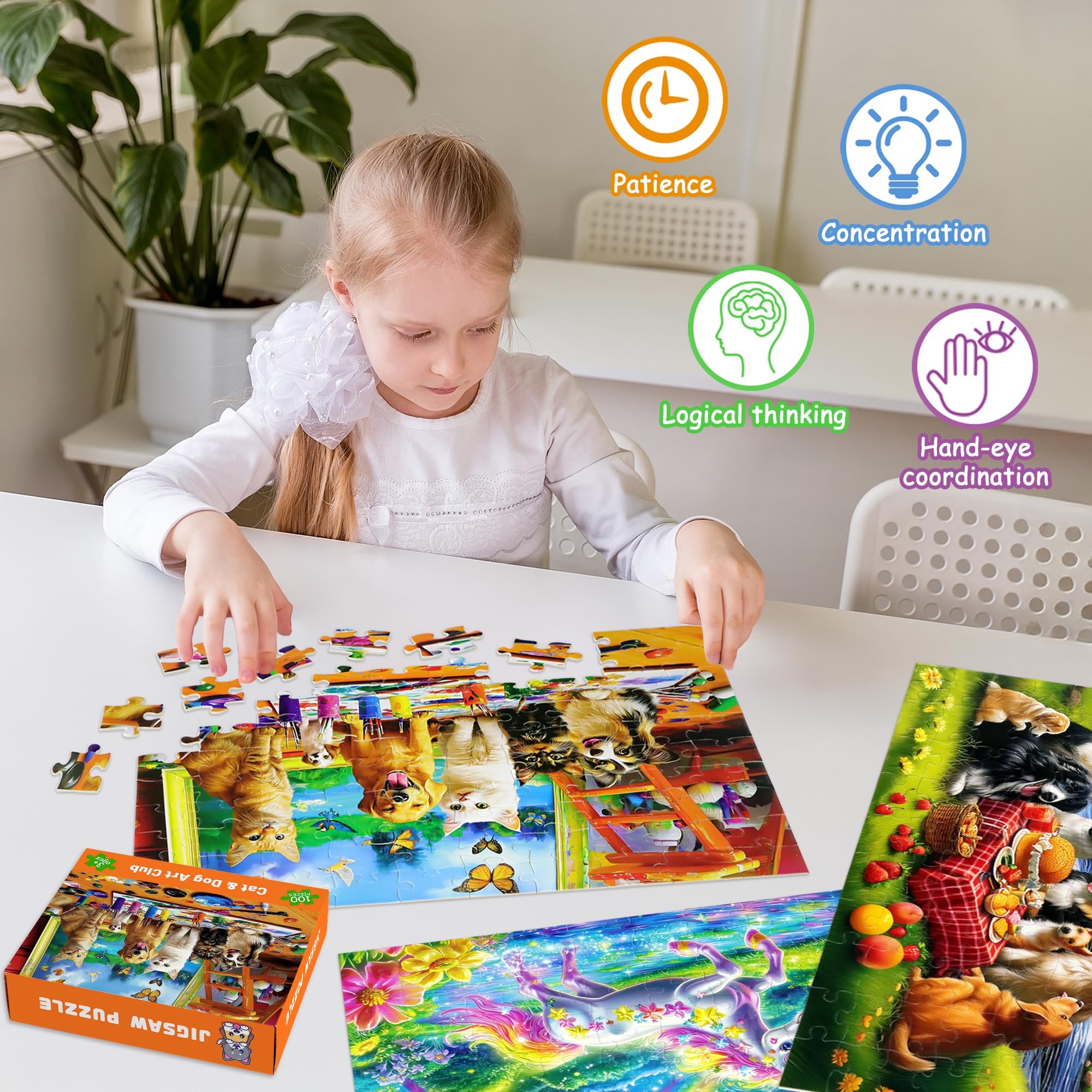 Engfa Colorful Unicorn Land 100-piece puzzle sparks imagination and fine motor skills.