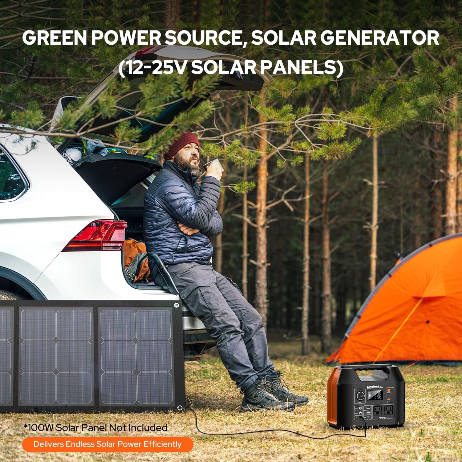 EnginStar solar charging ready for off-grid adventures.