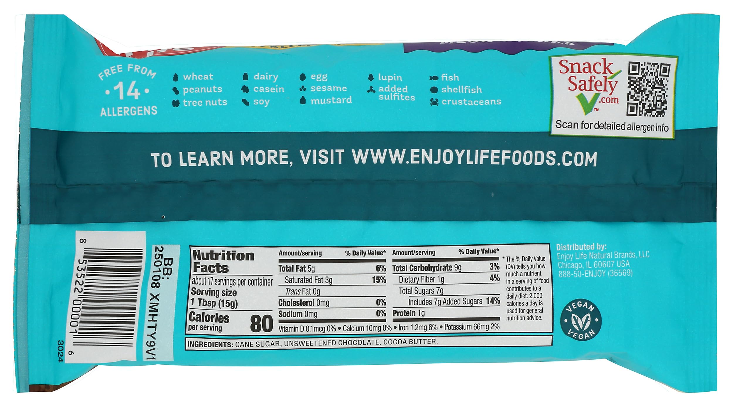 Enjoy Life Chunks Chocolate Semisweet vegan snack for busy days