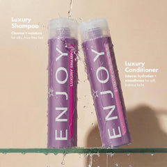 Enjoy Luxury Shampoo lather close-up highlights rich foam for a refreshing cleanse.
