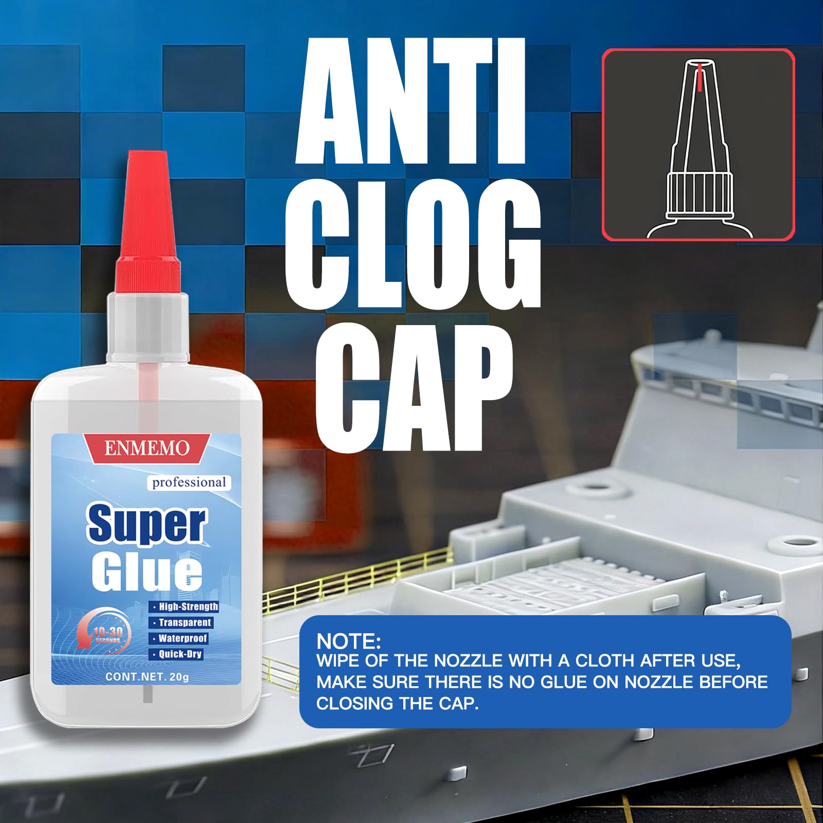ENMEMO waterproof clear glue after 24 hours of cure