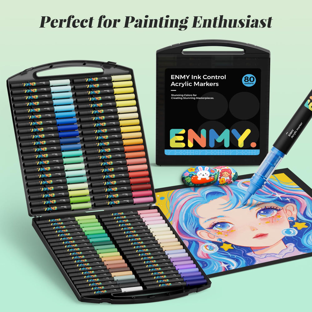 ENMY 80 colors color swatches show vibrant pigments for art.