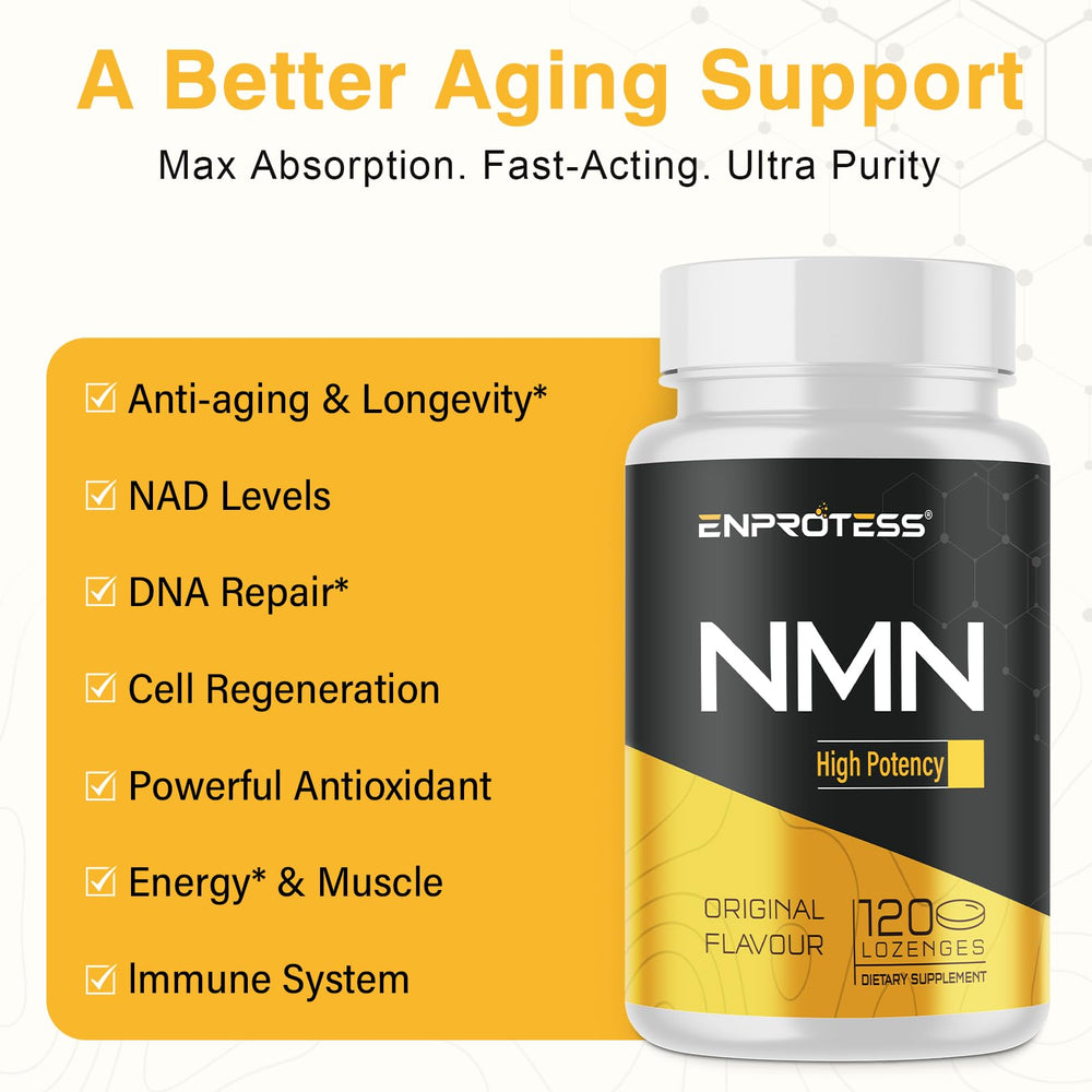 Enprotess Sublingual NMN 500mg lozenge under tongue for rapid absorption.