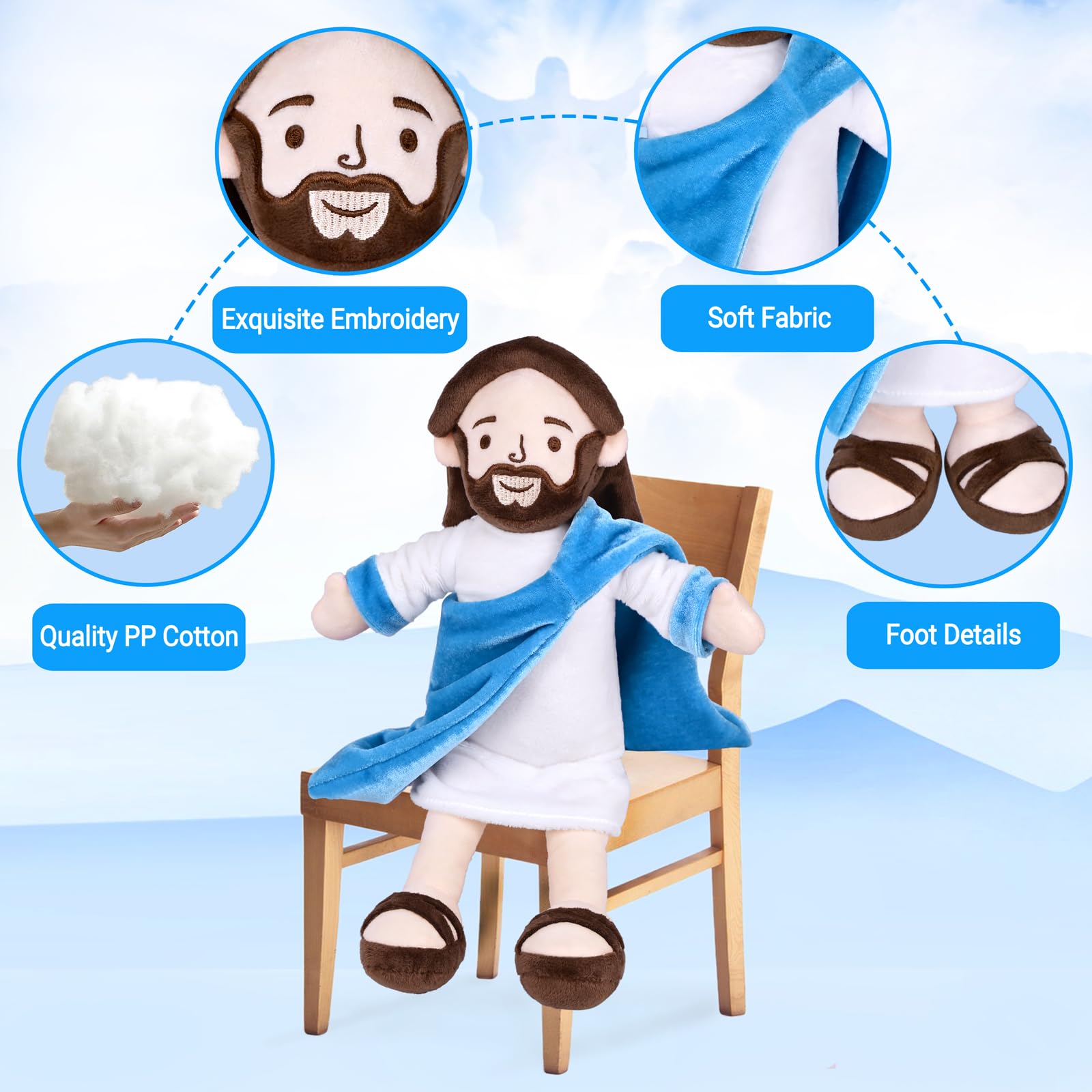 Enryounr Jesus Plush brown sandals, authentic detail for a traditional figure.