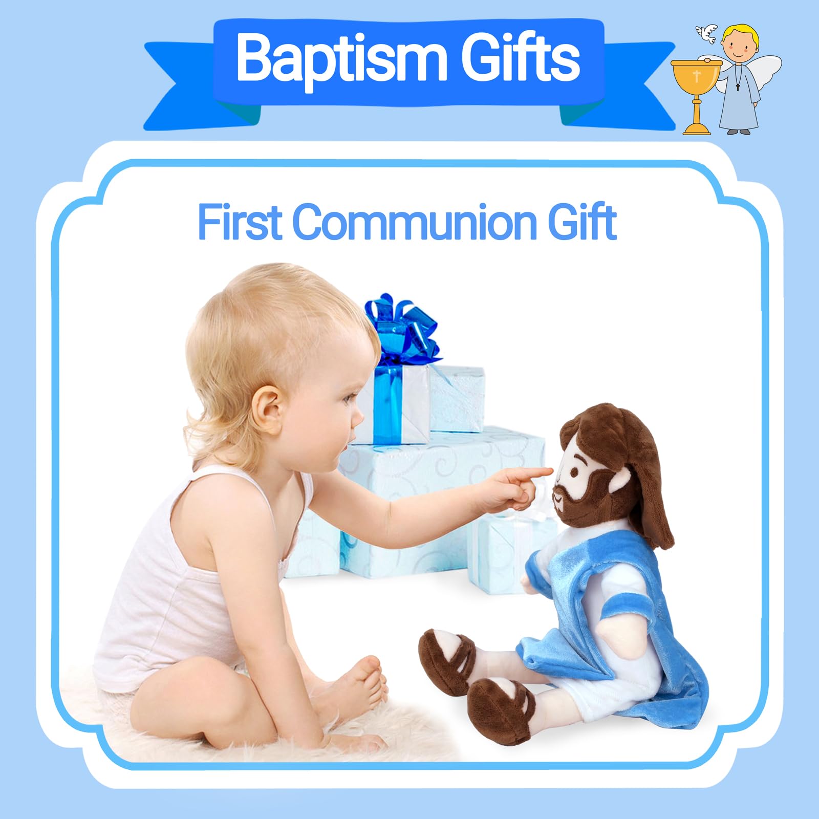 Enryounr Jesus Plush gift-ready packaging enhances gifting experience.
