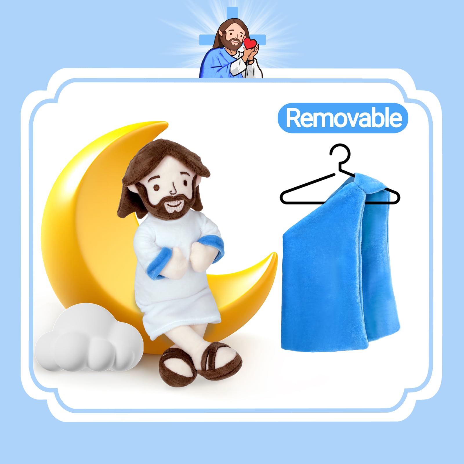 Enryounr Jesus Plush detailed stitching for high-quality display at home.