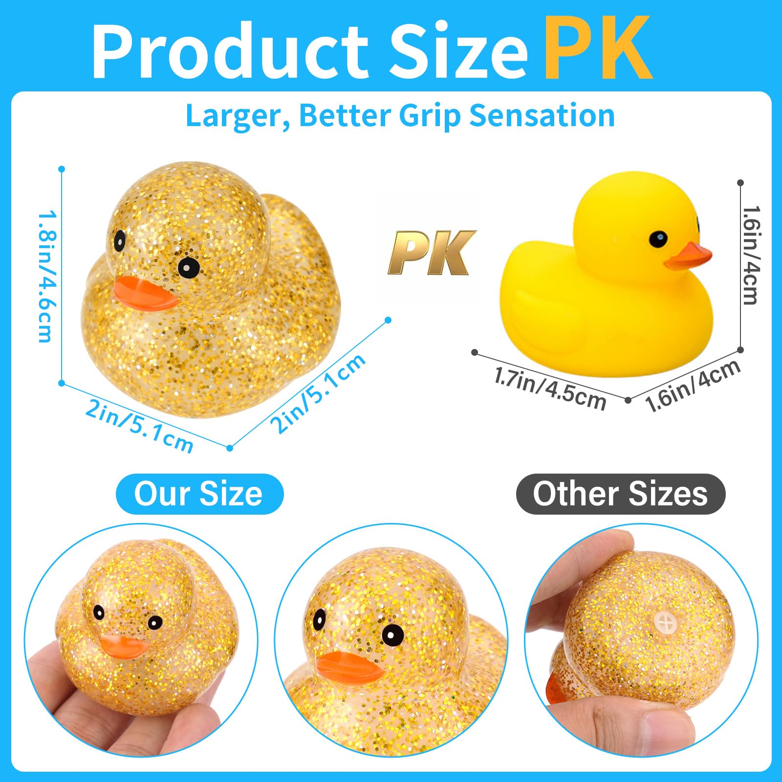 Ensbelei glitter ducks quack softly when squeezed, bringing playful bath time sounds.