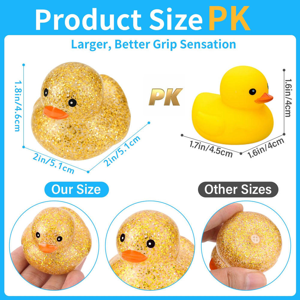 Ensbelei glitter ducks quack softly when squeezed, bringing playful bath time sounds.