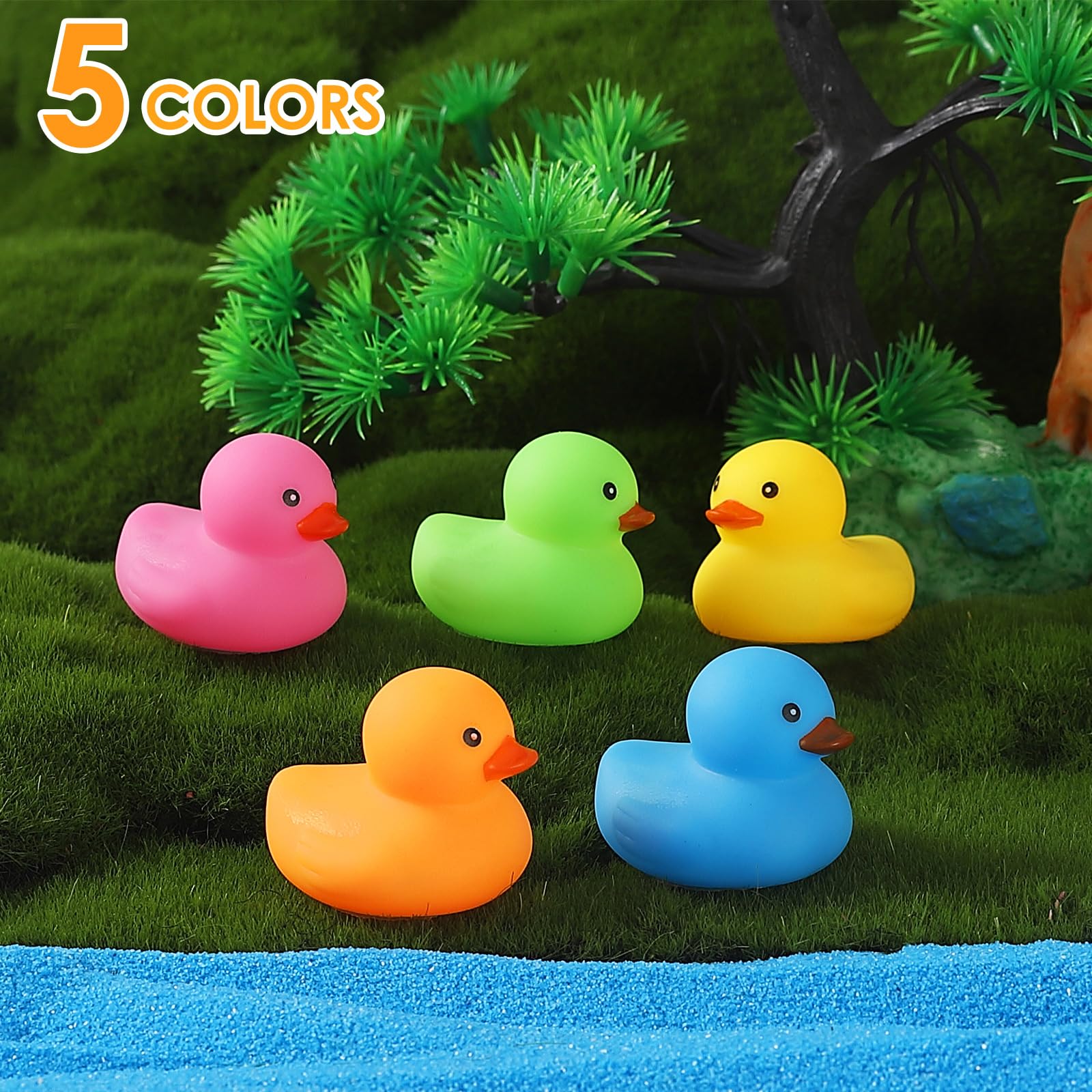 Ensbelei cute yellow ducks provide visual stimulation during water play.