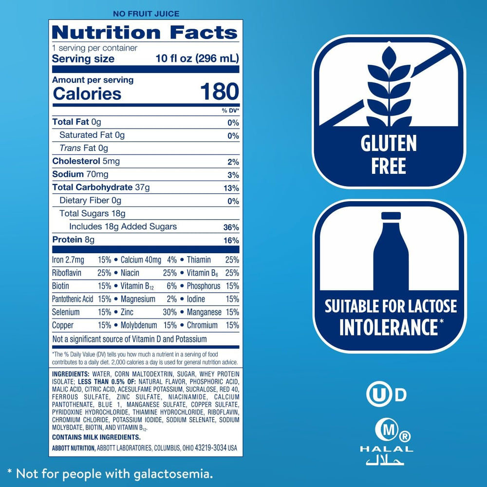 Ensure Clear Blueberry Pomegranate bottle being poured for refreshing fat-free hydration
