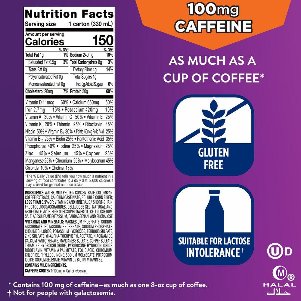Ingredients and fiber in Ensure Max Protein Cafe Mocha for digestion support