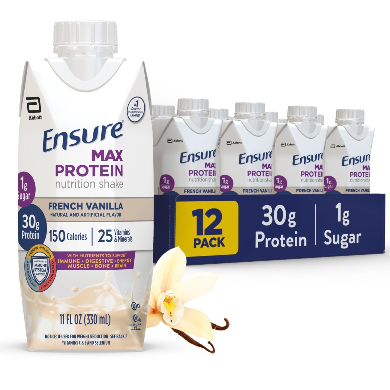 Ensure Max Protein Shake bottle pour shows convenient post-workout nourishment