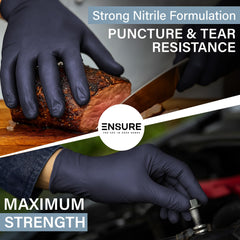 Ensure powder-free black nitrile gloves reduce irritation during long wear