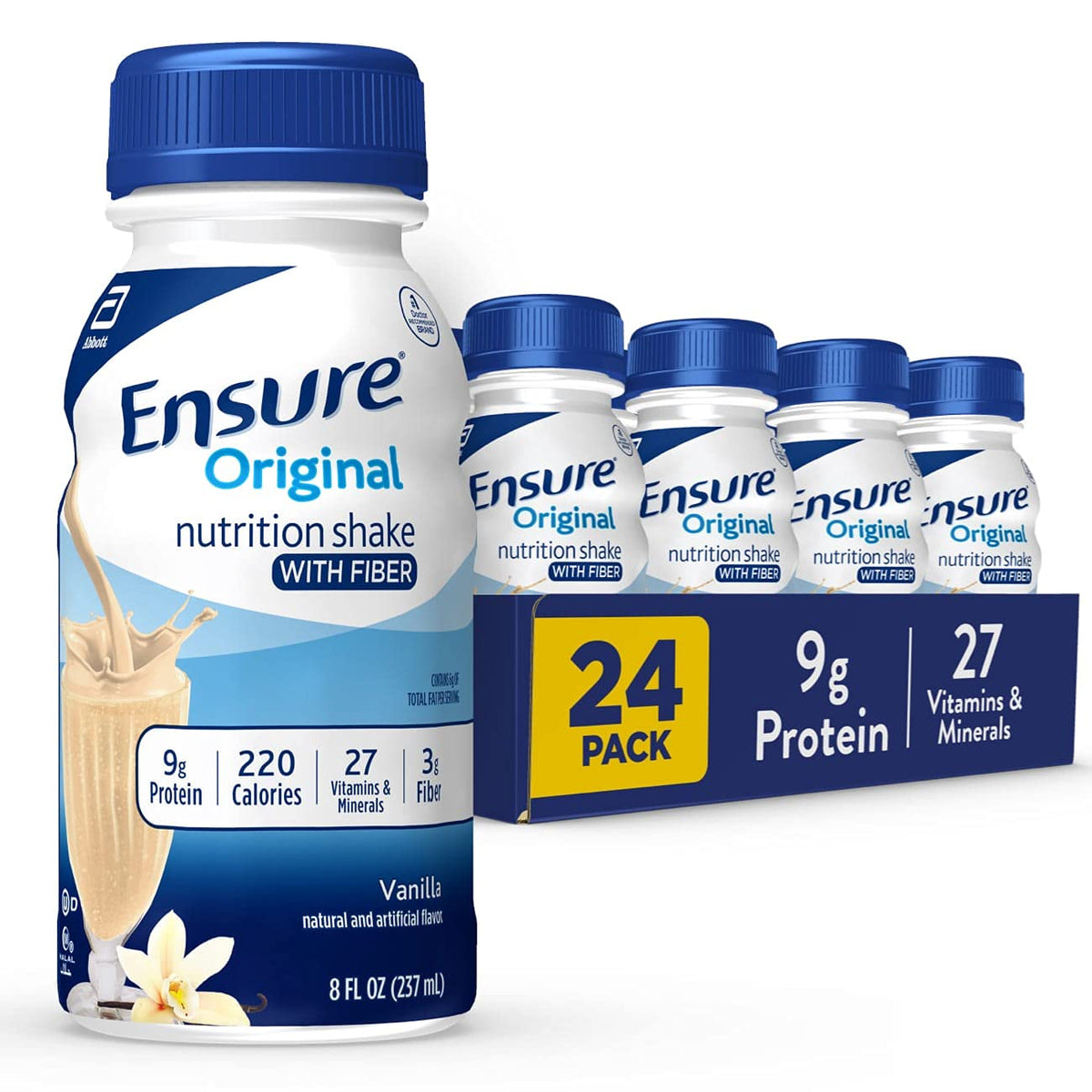 Ensure Original Vanilla Shake bottle displaying balanced nutrition for daily energy.
