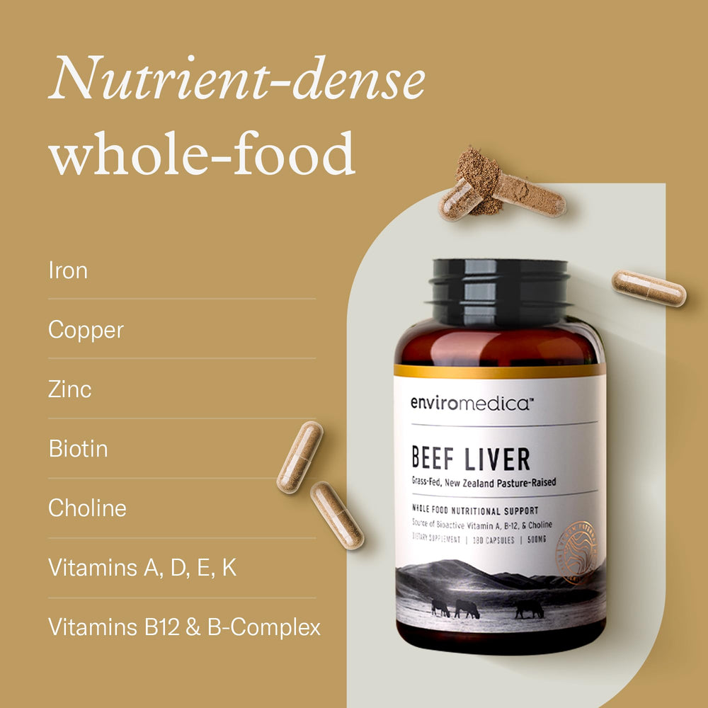 Enviromedica New Zealand pasture beef liver source emphasizes clean, natural nutrition