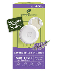 Enviroscent plug-in warmer emits Lavender Tea and Honey for a calming room scent