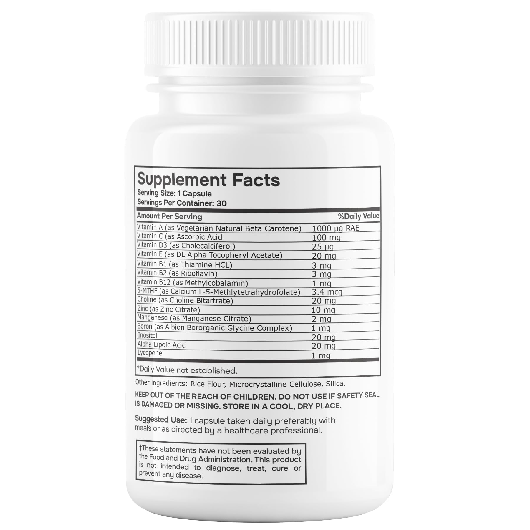 Envitamin label close-up showcasing 5-MTHF and B12 ingredients.