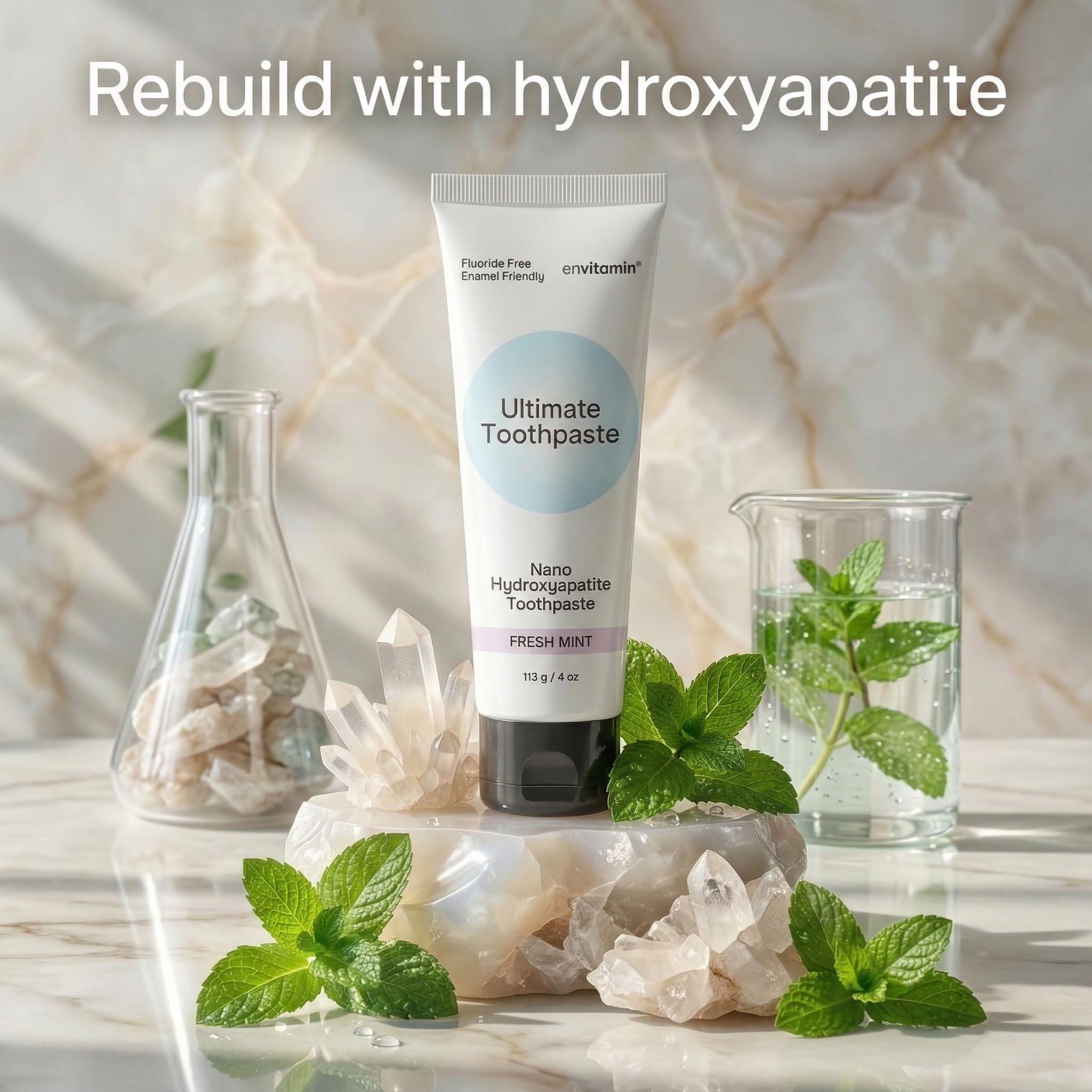 Envvitamin mint foam dispense capturing refreshing texture for clean, fresh breath