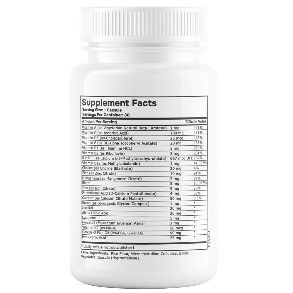 Envitamin methylated multivitamin on kitchen counter for daily use.
