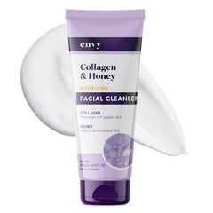 Envy facial cleanser bottle with collagen and honey for hydration