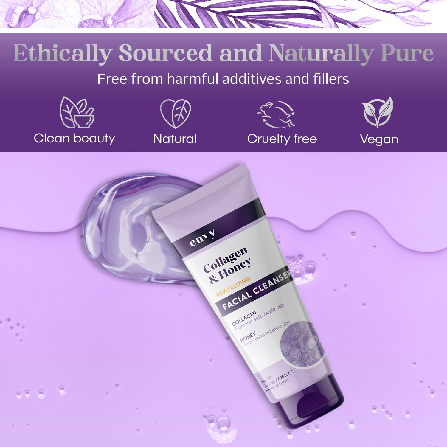 Dermatologist-tested Envy cleanser label on pack