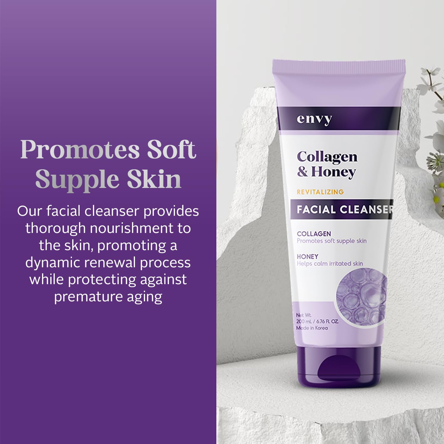 Close-up of foam from Envy cleanser showing gentle lather
