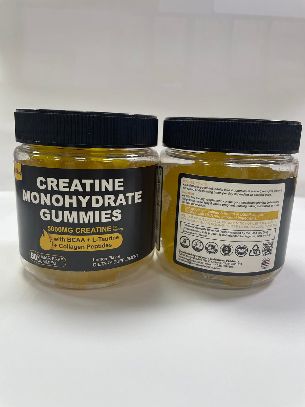 EnvyCure Creatine Monohydrate Gummies packaging shows Vitamin B12 and D3 content