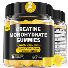 EnvyCure Creatine Monohydrate Gummies lemon bottle for convenient daily energy support