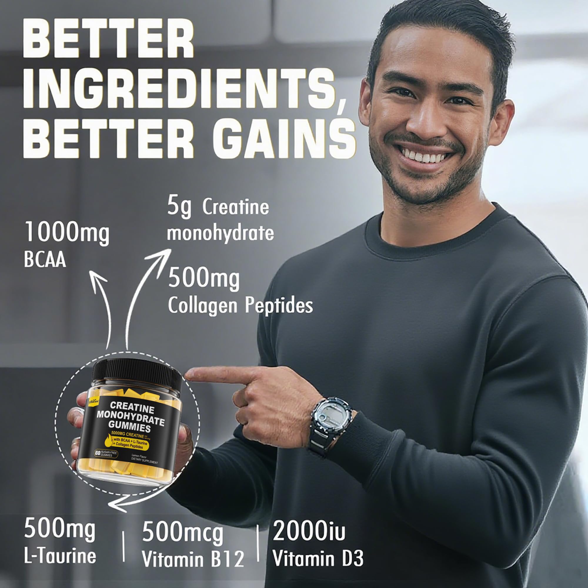 EnvyCure Creatine Monohydrate Gummies taurine and vitamin blend promotes vitality