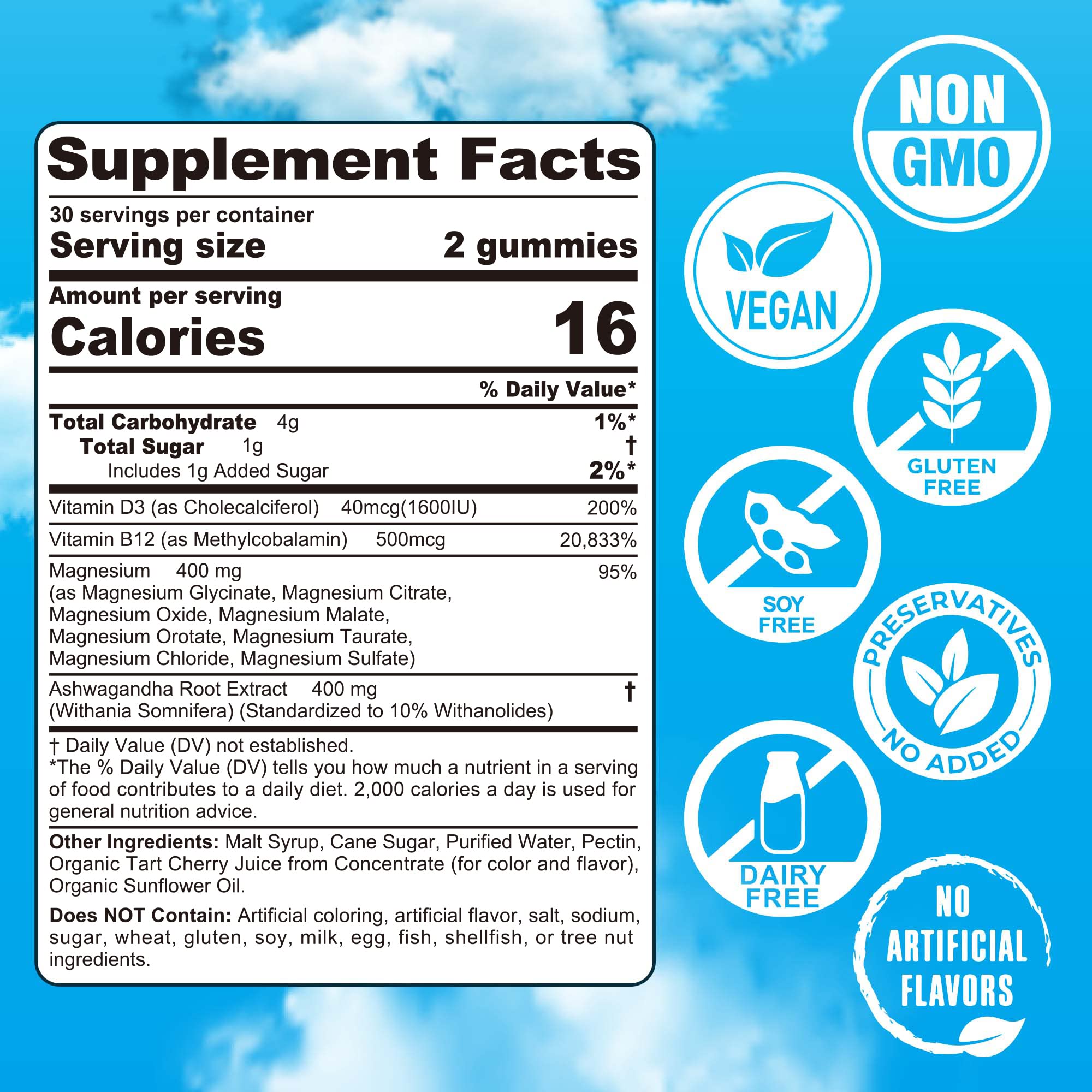 EnvyCure Magnesium Complex Gummies label close-up highlighting 400mg ashwagandha boost