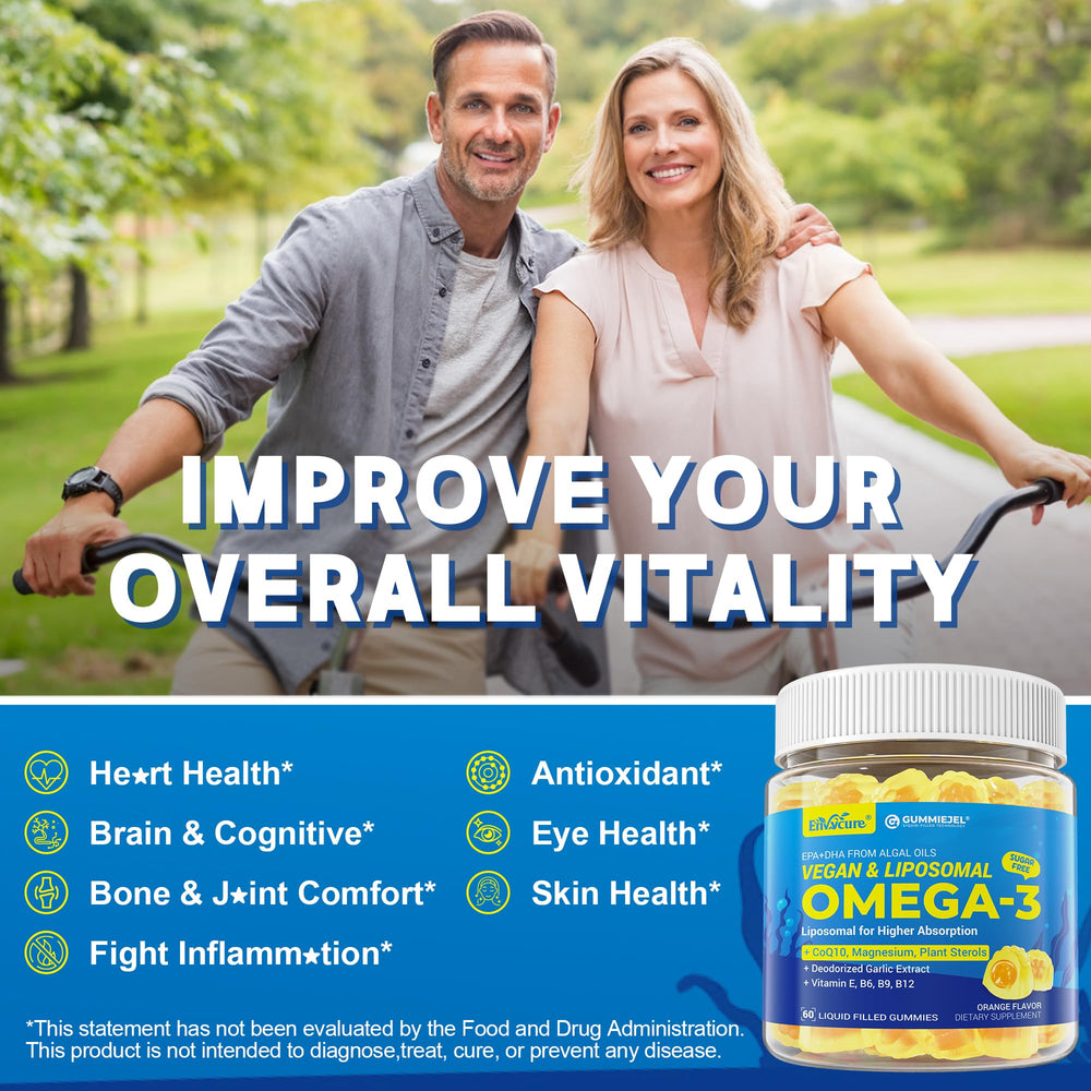 EnvyCure vegan omega-3 gummies close-up showing gummy texture