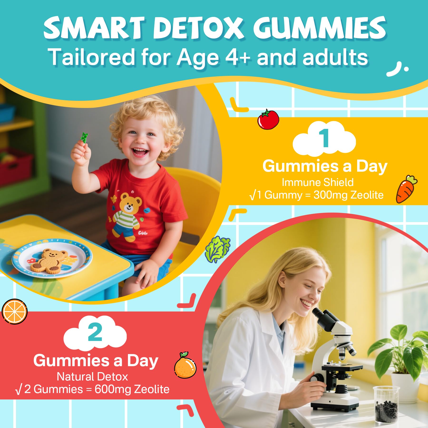 EnvyCure Zeolite Detox Gummies blueberry flavor closeup for easy daily use