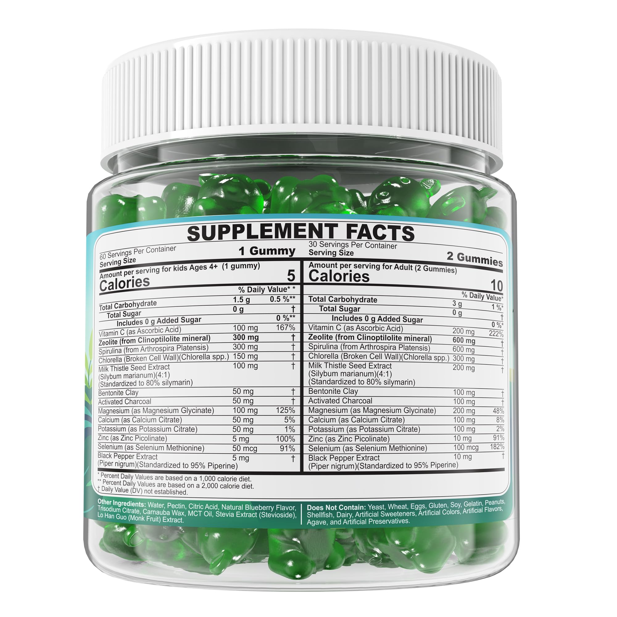 EnvyCure Zeolite Detox Gummies shelf-display highlighting sugar-free, non-GMO formula