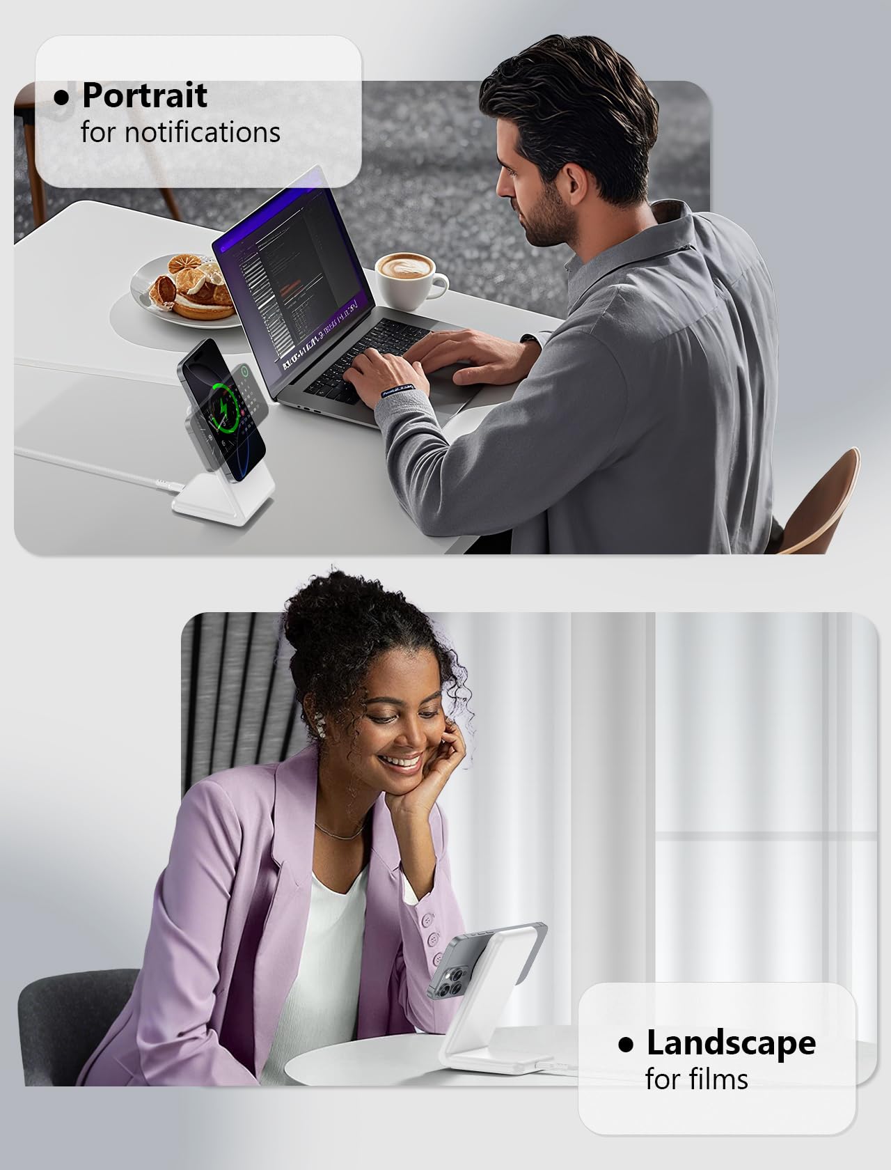 Enyneo MagSafe Charger Stand includes a 1.5 m braided cable for flexible placement.