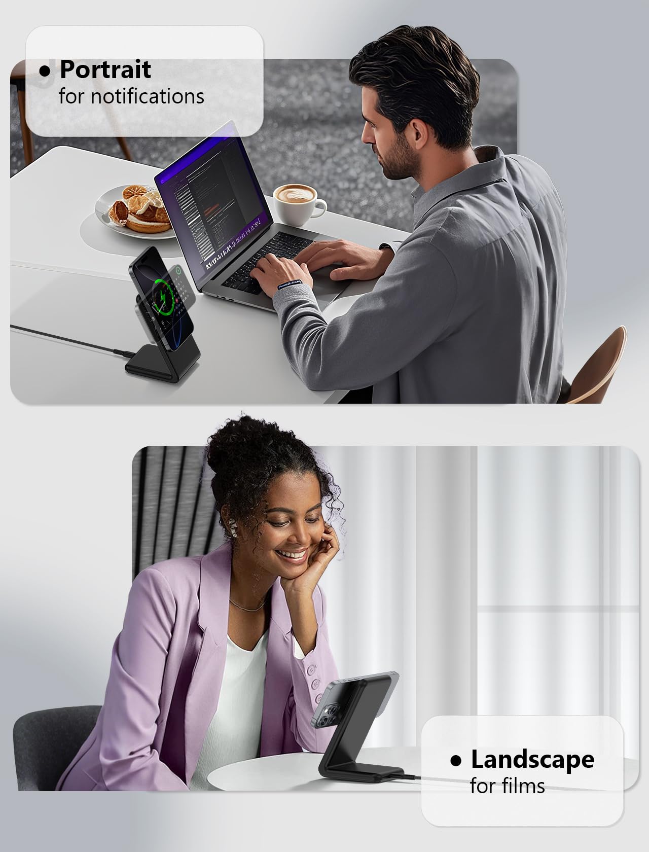 Enyneo MagSafe Charger Stand on desk for bedside or office use
